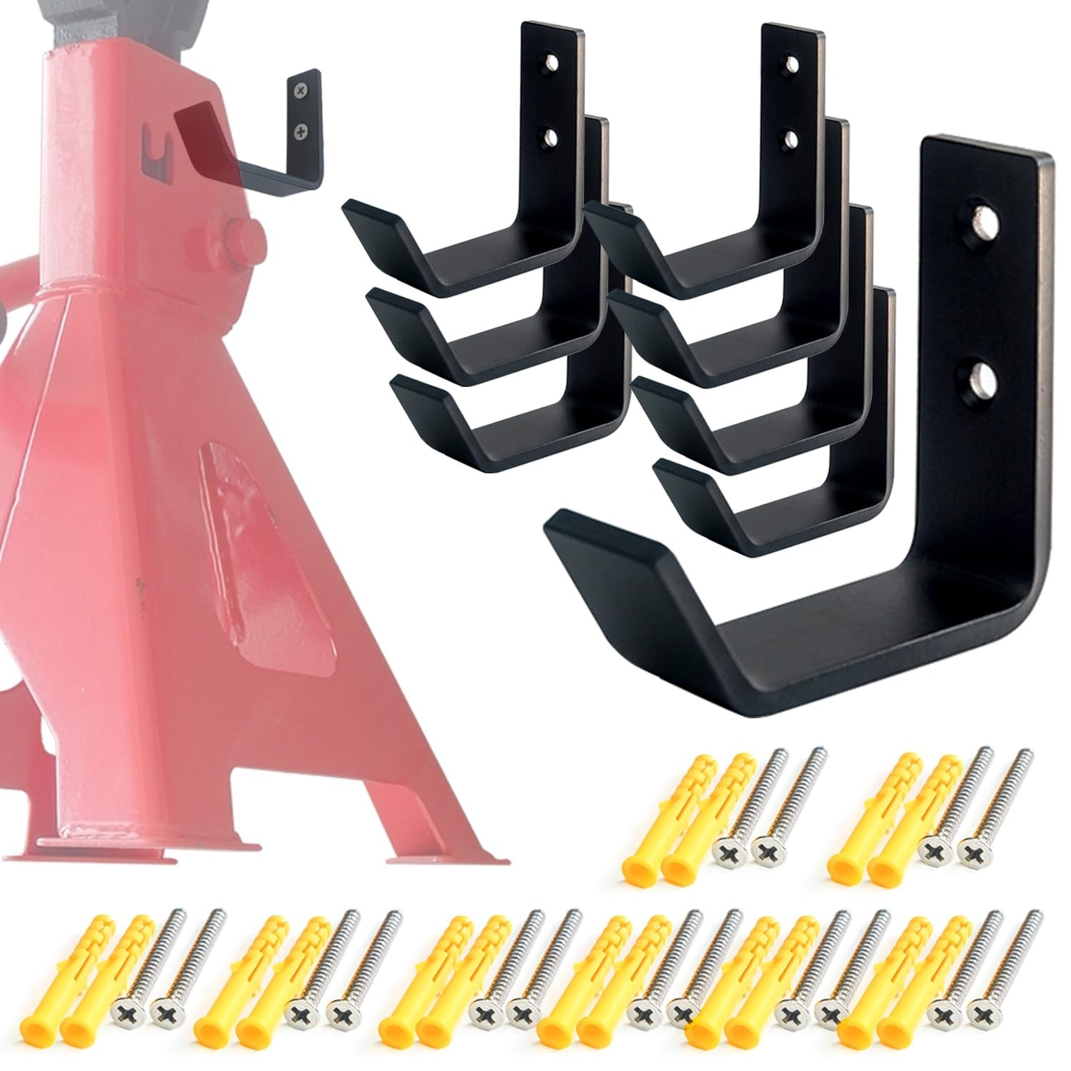 8 Pack Heavy Duty Jack Stand Wall Mount Organizer - Stainless Steel Holder Hooks - Image 2