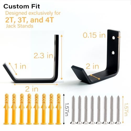 8 Pack Heavy Duty Jack Stand Wall Mount Organizer - Stainless Steel Holder Hooks - Image 4