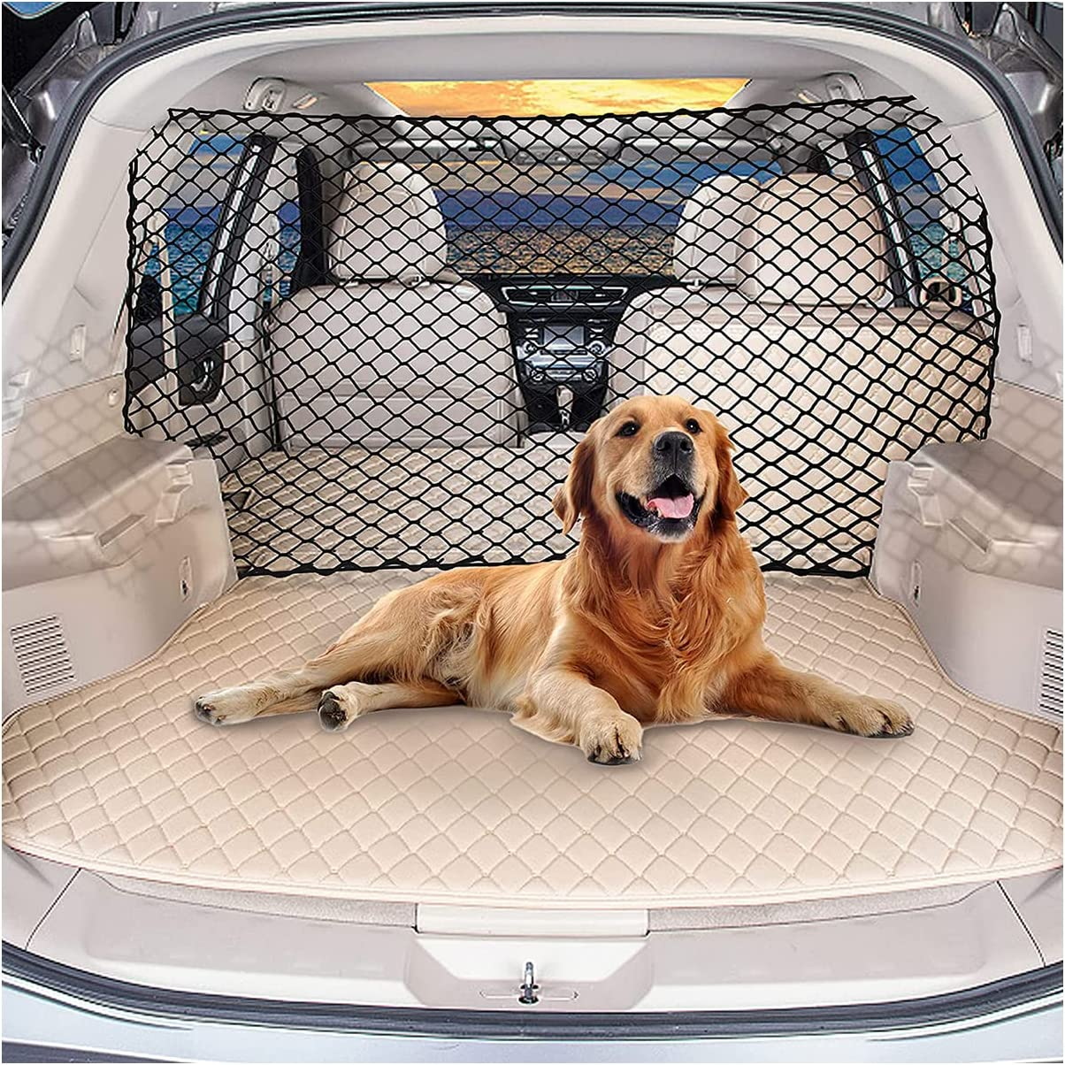 Car Dog Net Barrier 47" Pet Restraint Net Vehicle Safety Backseat Divider for Dr