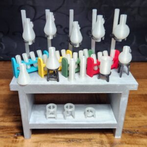 3D Printed 1:9 Lab Set w/ Desk, Test Tubes, Flasks & Stands for 8" Figures