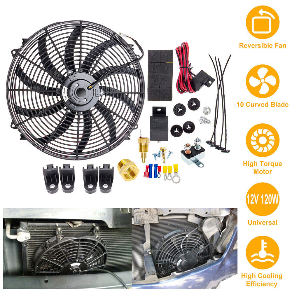 16" 130 WATT PERFORMANCE 12V AUTOMOTIVE Slim ELECTRIC RADIATOR COOLING FAN KIT - Image 2