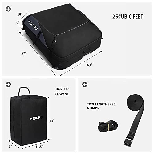 Car Roof Bag Cargo Carrier, 25 Cubic Feet Waterproof Rooftop Cargo Carrier + - Image 3