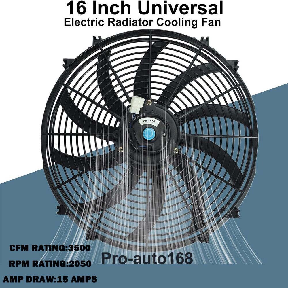 120W 3500CFM PERFORMANCE 12V AUTOMOTIVE ELECTRIC RADIATOR COOLING FAN 16INCH - Image 3