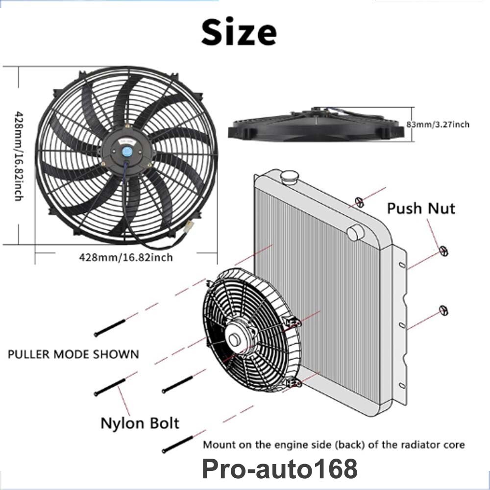 120W 3500CFM PERFORMANCE 12V AUTOMOTIVE ELECTRIC RADIATOR COOLING FAN 16INCH - Image 4