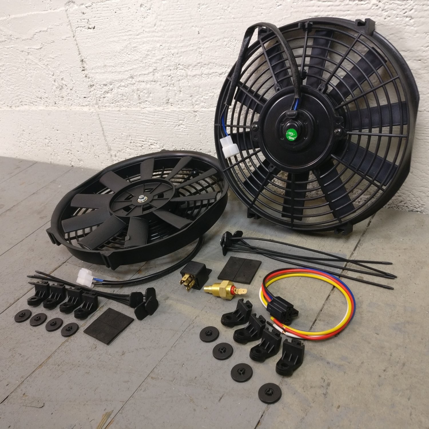 1953-86 JP CJ DJ DUAL 10" 1149 CFM Cooling Fan Fixed Temp Switch Kit Renegade