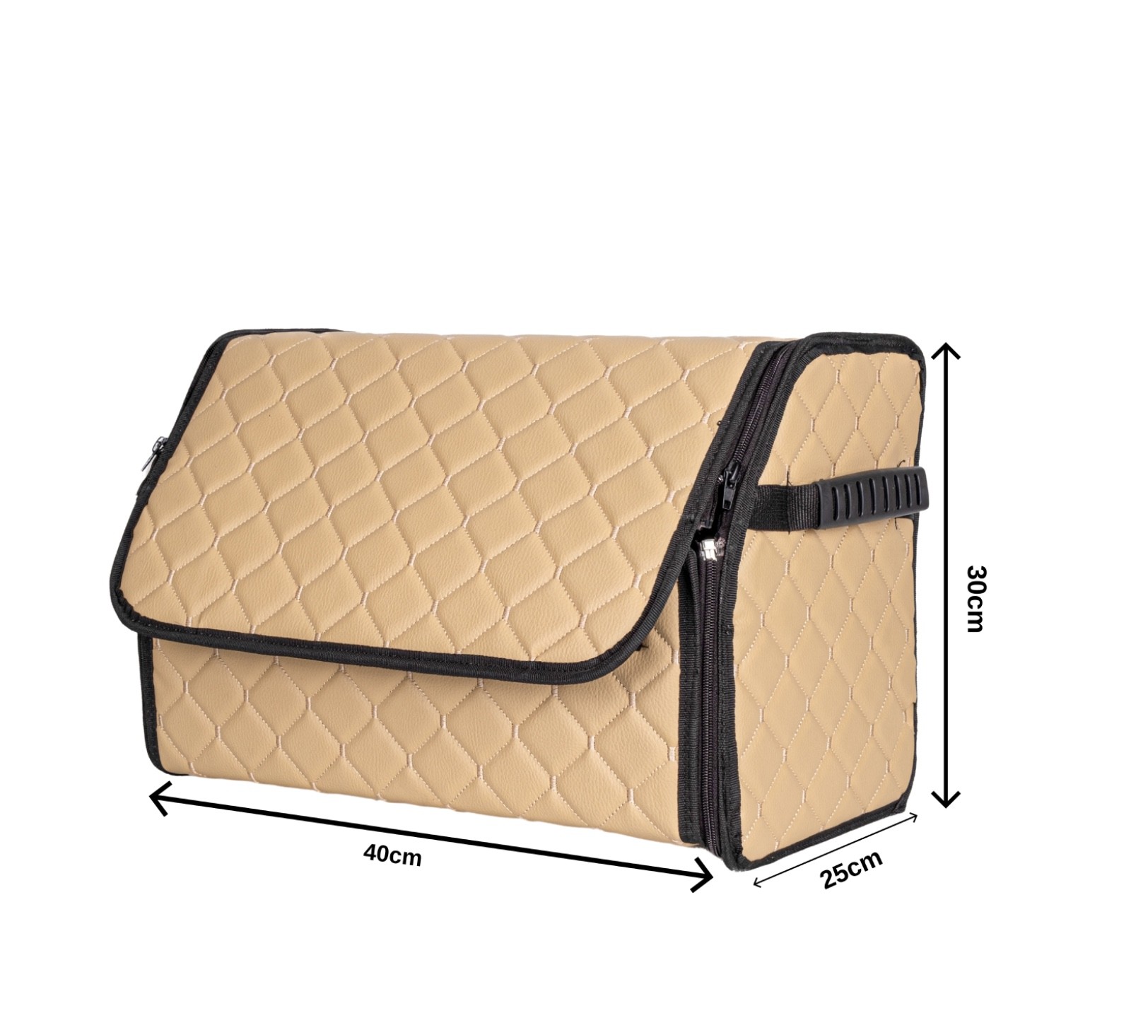 Automotive Cargo Storage Box – Leather Quilted Design Beige Color - Image 3