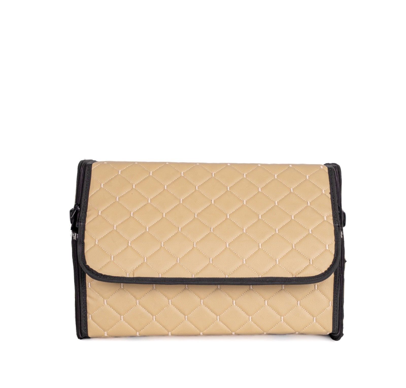 Automotive Cargo Storage Box – Leather Quilted Design Beige Color - Image 4