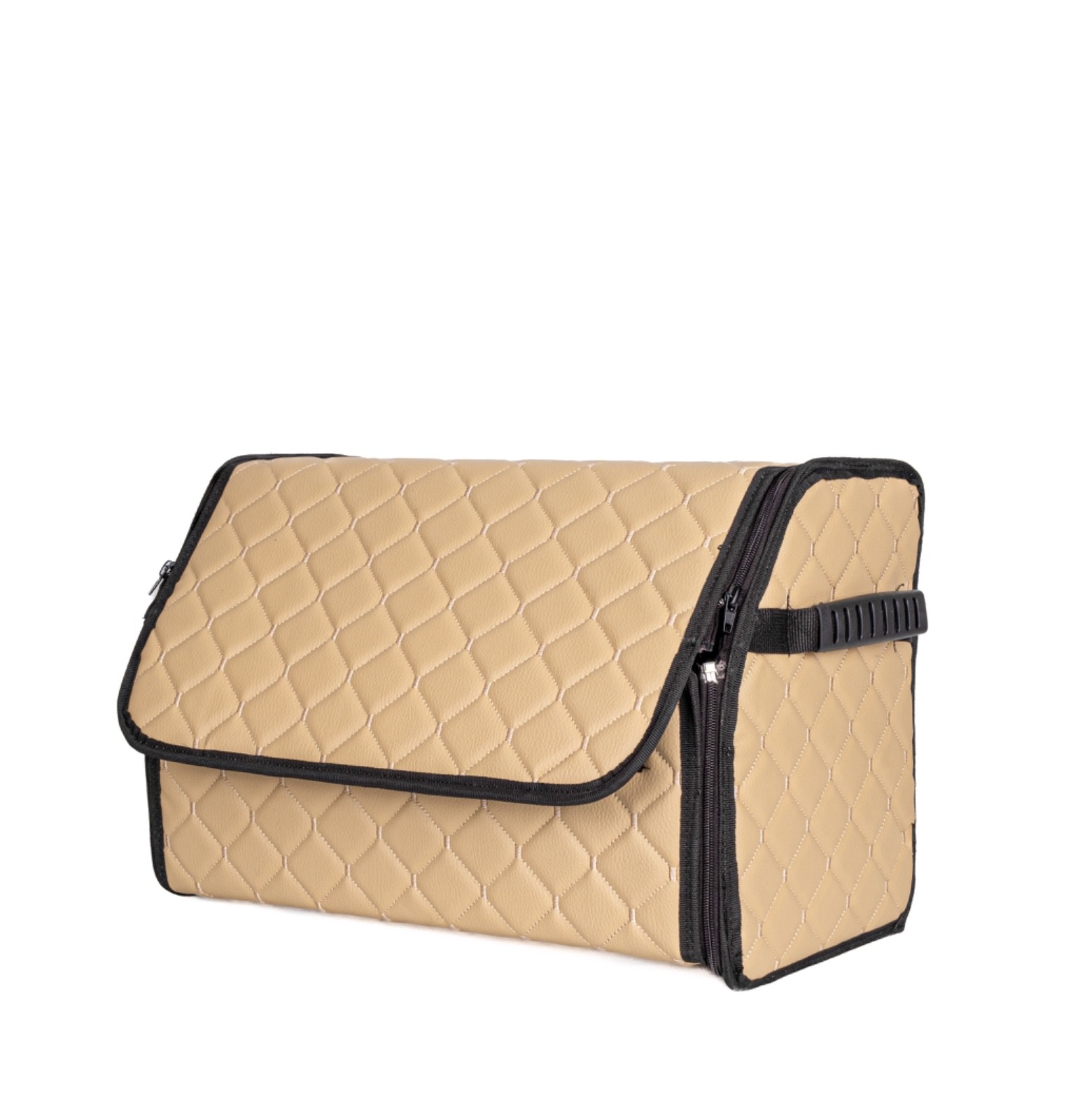 Automotive Cargo Storage Box – Leather Quilted Design Beige Color - Image 5