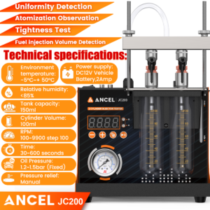 ANCEL JC200 Automotive Fuel Injector Cleaner Injector Cleaning Machine Tester