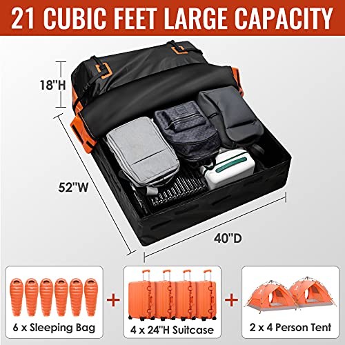 Car Rooftop Cargo Carrier Bag, 21 Cubic Feet 100% Waterproof Heavy Duty 840D - Image 4