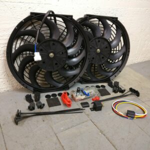 Universal 16" Dual Adj Temp 3000CFM S-Blade Radiator Cooling Fan Kit streetrod