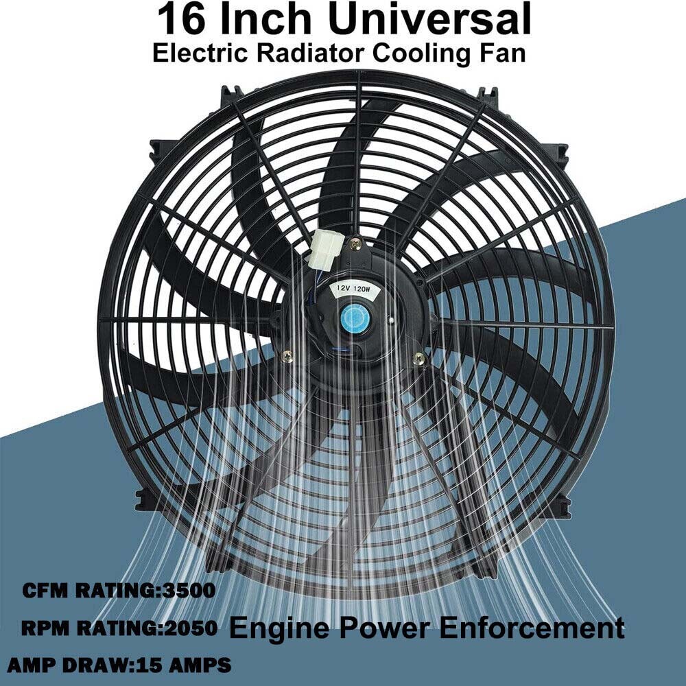 120W 3500CFM PERFORMANCE 12V AUTOMOTIVE ELECTRIC RADIATOR COOLING FAN 16INCH - Image 4