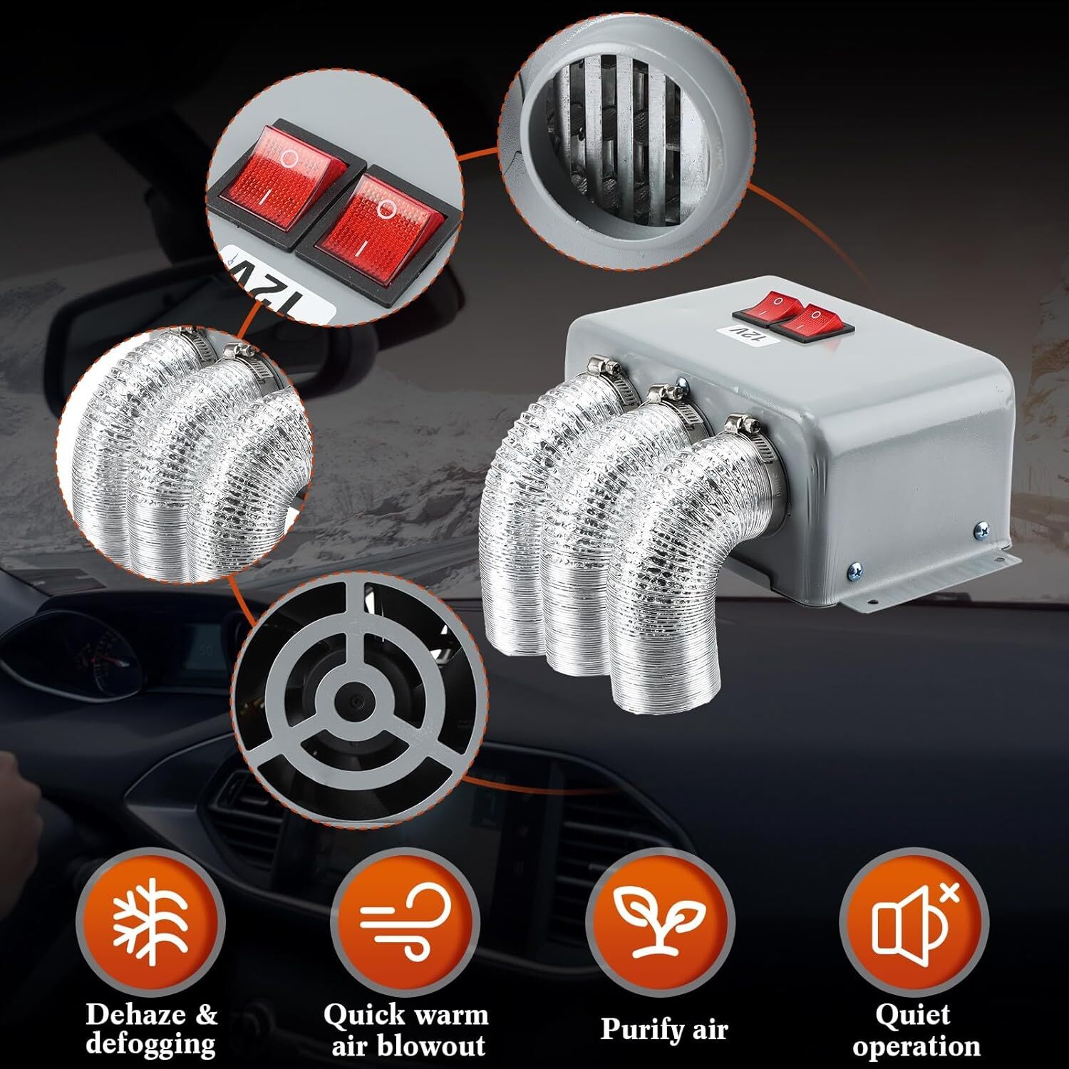 12V 800W 3 Hole Car Heater Windshield Defroster Kit Defogger for Car Warmer - Image 4