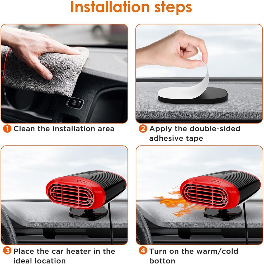 12V 150W Fast Heating Automotive Heater Defroster Demister Defogger Cooling Fan - Image 3