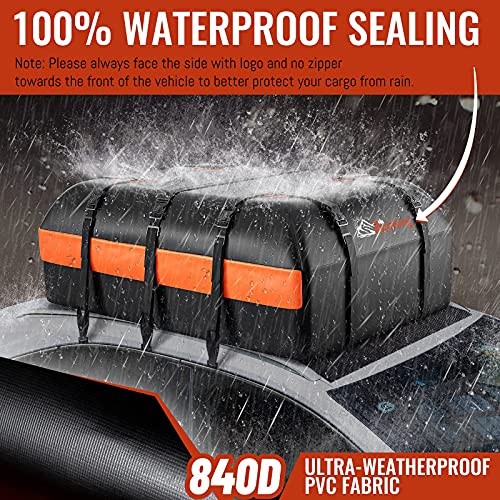 Car Rooftop Cargo Carrier Bag, 21 Cubic Feet 100% Waterproof Heavy Duty 840D - Image 3