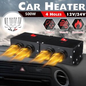 12V/24V 500W Car Heater Windshield De-Icers Car Defogger Defroster 4 Hole