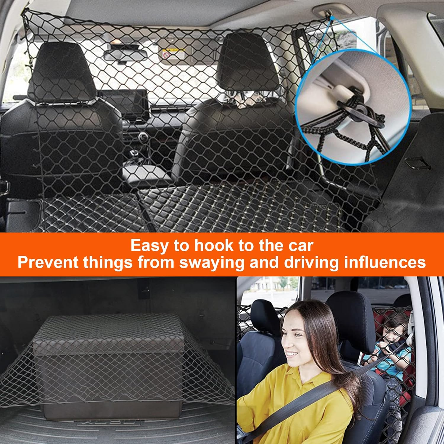 Car Dog Net Barrier 47" Pet Restraint Net Vehicle Safety Backseat Divider for Dr - Image 4
