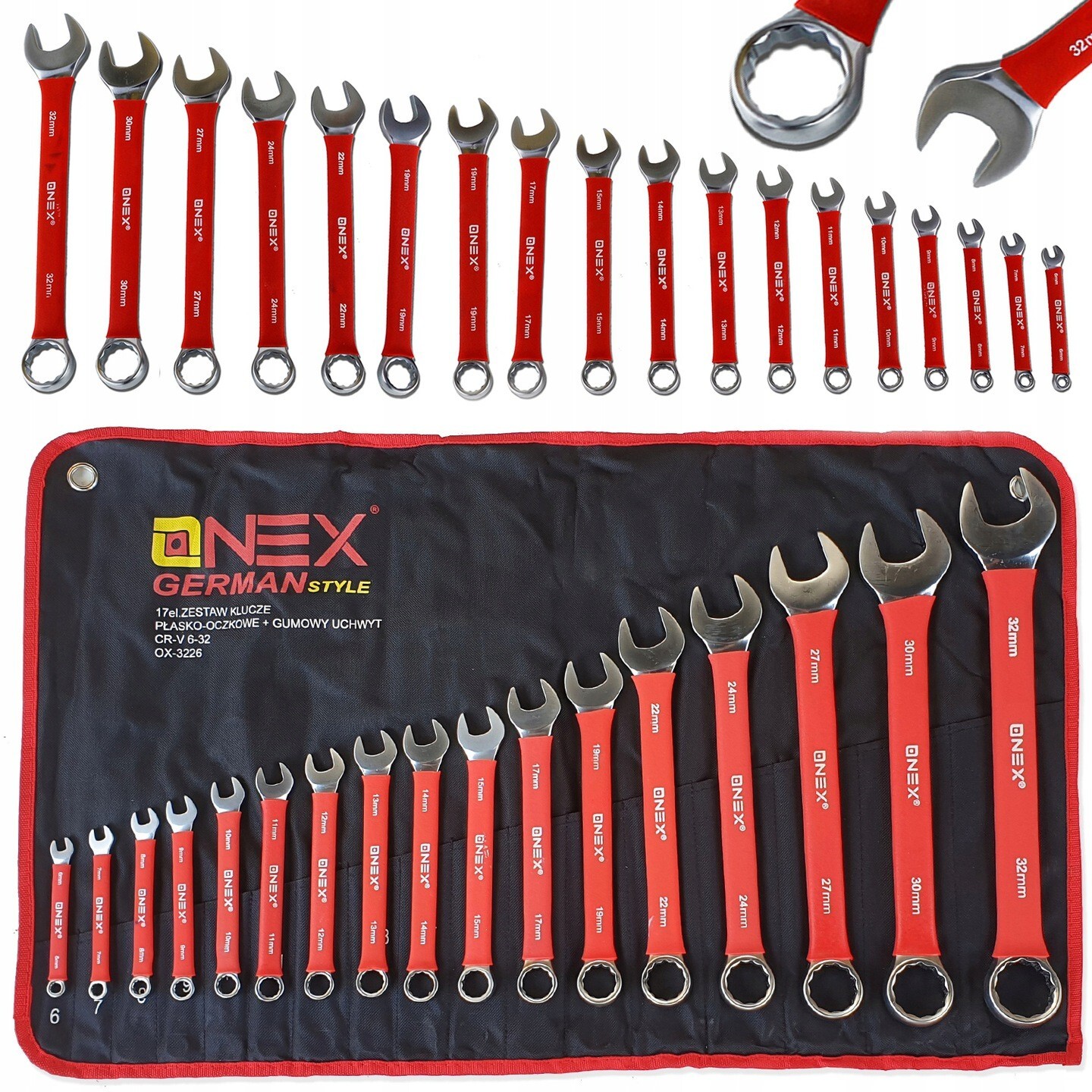 17 Pcs Combination Wrench Set 6-32mm Metric Spanner Kit Automotive Garage Tools - Image 2