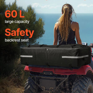 ATV Rear Storage Bag, 60L ATV Rear Cargo Storage Bag with Backrest & Waterproof