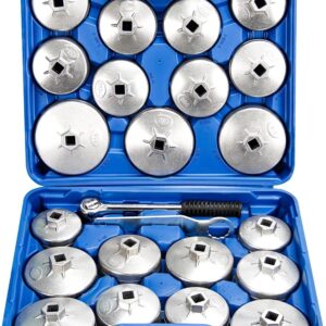 23PC Oil Filter Removal Cap Wrench Garage Socket Set Automotive Removal Garage T