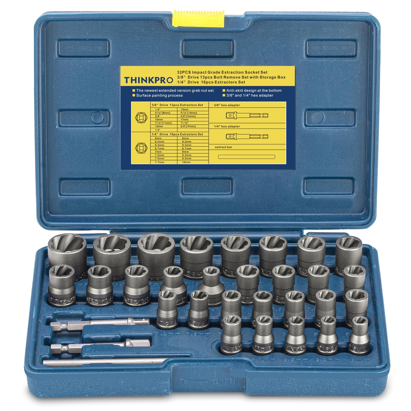 Bolt Extractor Kit, 32PCS Rounded Bolt Remover, Extractor Socket Set for Remo...