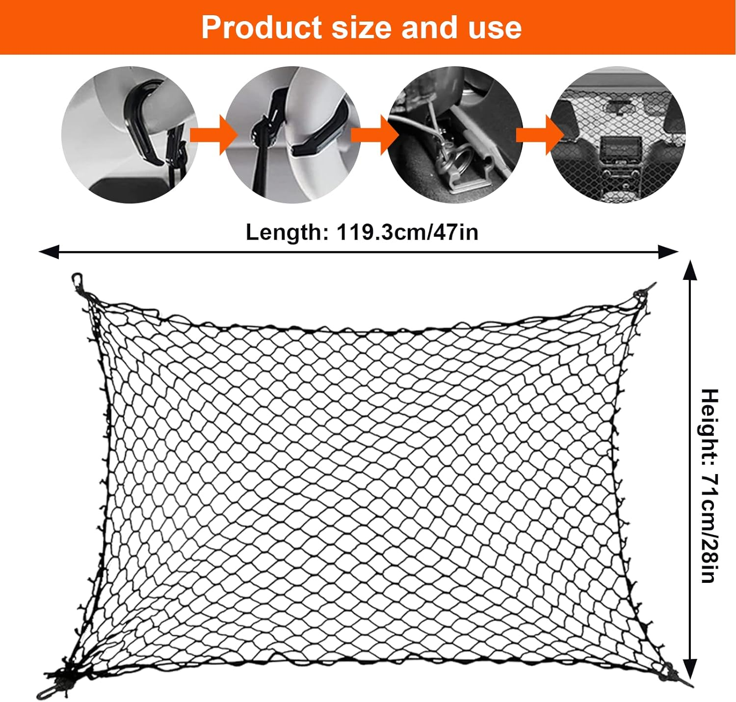 Car Dog Net Barrier 47" Pet Restraint Net Vehicle Safety Backseat Divider for Dr - Image 5
