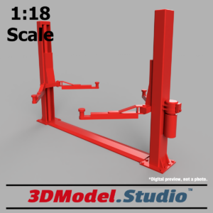 1:18 Scale 3D Model Vehicle Hoist [4.5 Ton] for Garage Diorama - Red