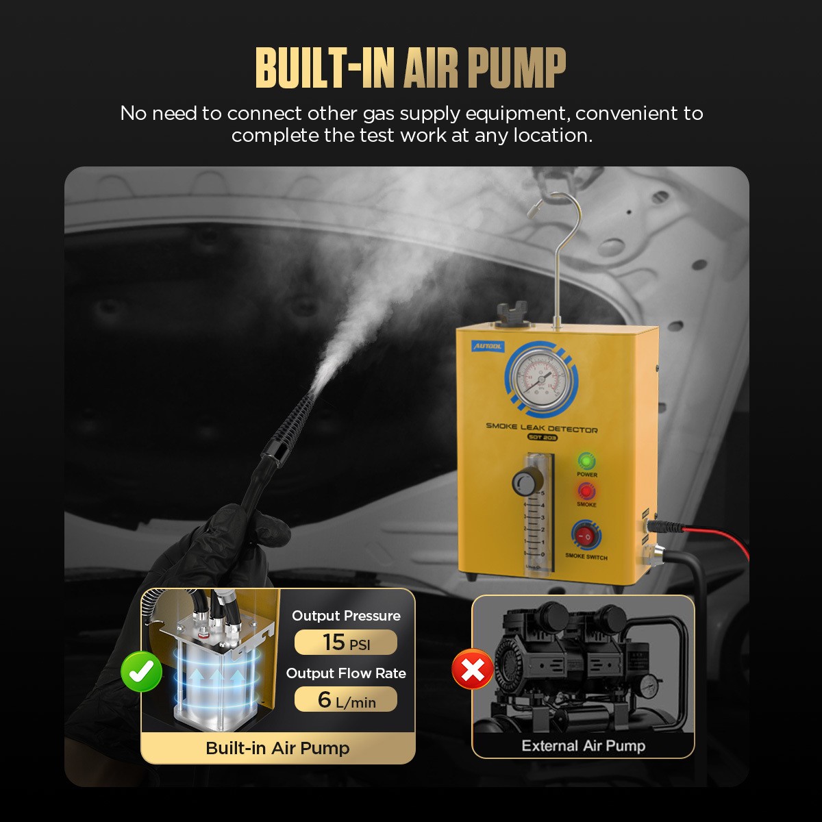 EVAP Smoke Machine Car Smoke Leak Detector Pipe Vacuum Smoke Tester With Pump - Image 4