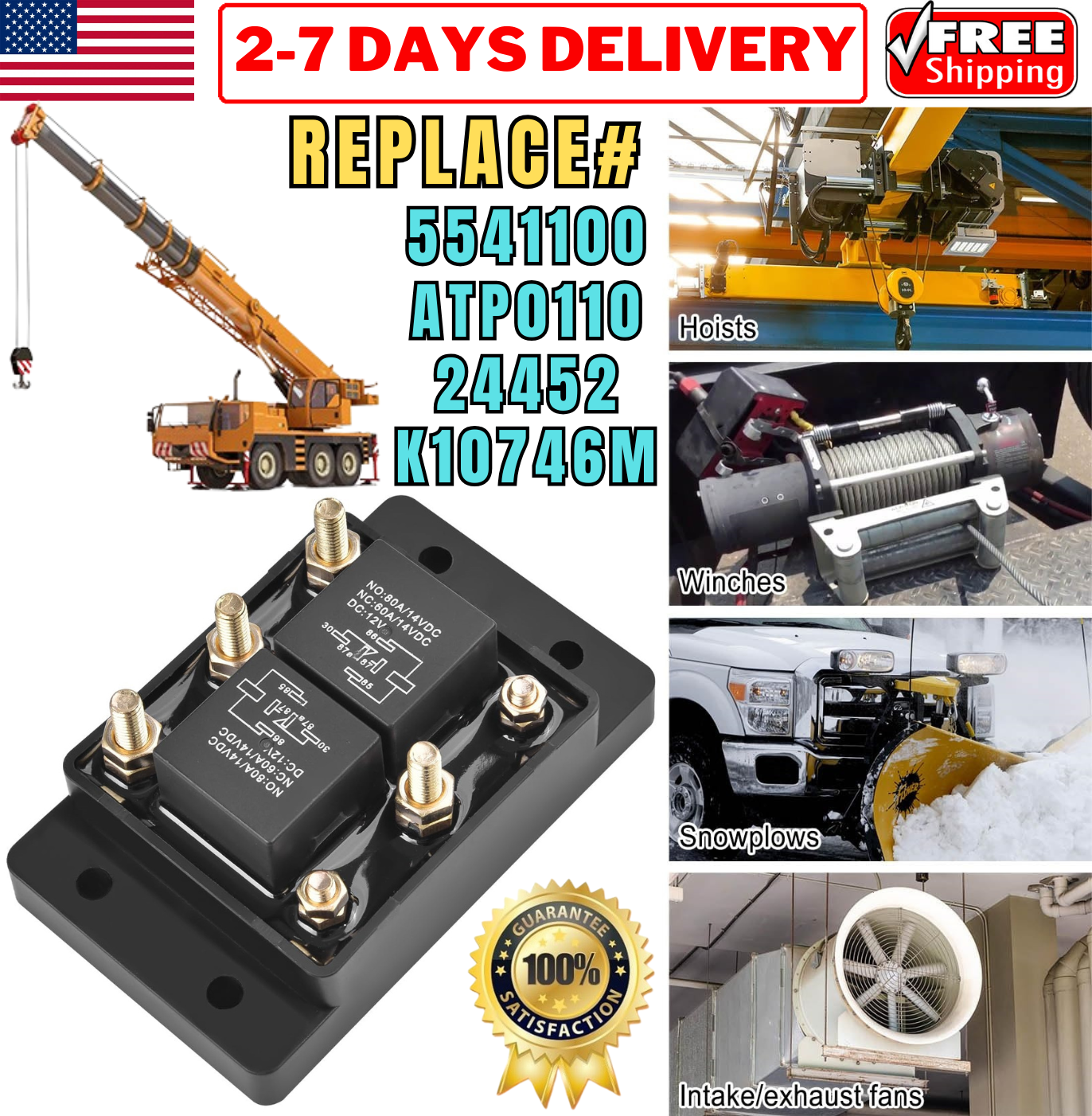 Forward & Reverse Relay Module for Lift Tarp Winch Hoist Hatches Snow Plow Crane