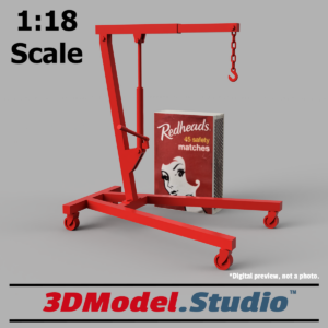 1:18 Scale 3D Model Engine Hoist [2 Ton] for Garage Diorama - Red