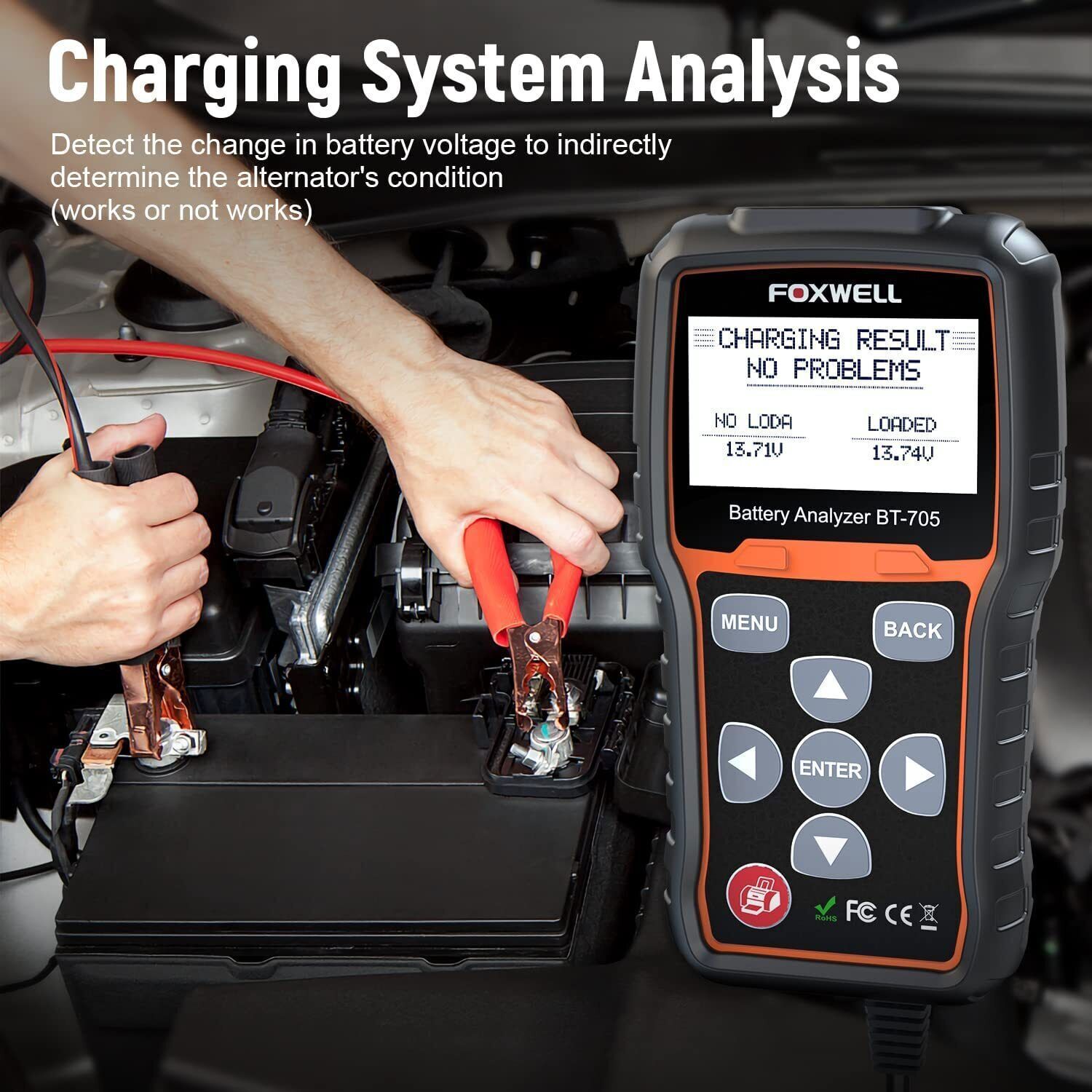 FOXWELL BT705 Truck Car 12/24V Battery Tetser Load Cranking Charging System Test - Image 4