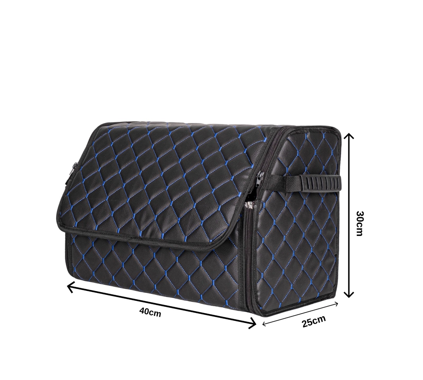 Automotive Cargo Storage Box – Leather Quilted Design(BLACK BLUE COLOR) - Image 3