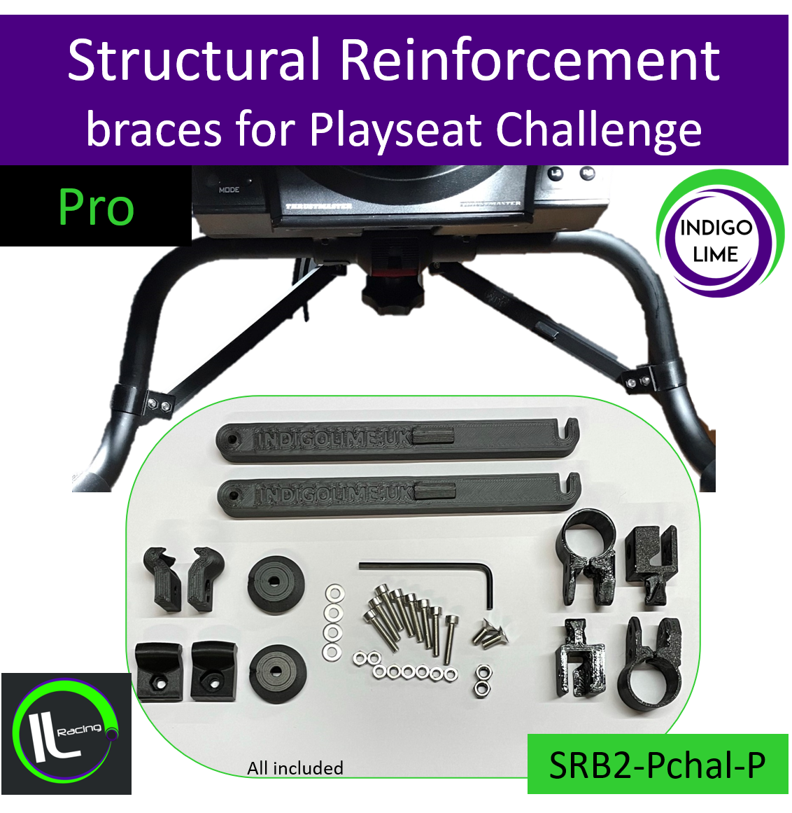 Playseat Challenge Wheel Plate Structural Reinforcement braces. Pro. Gen1