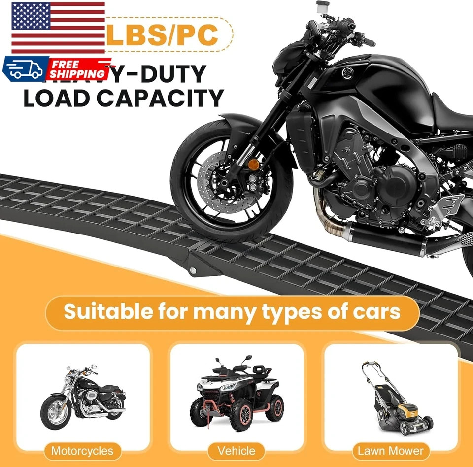 2PCS 7.5' Heavy Duty Ramps 3000Lbs Capacity Aluminum Folding Loading Ramps with - Image 3