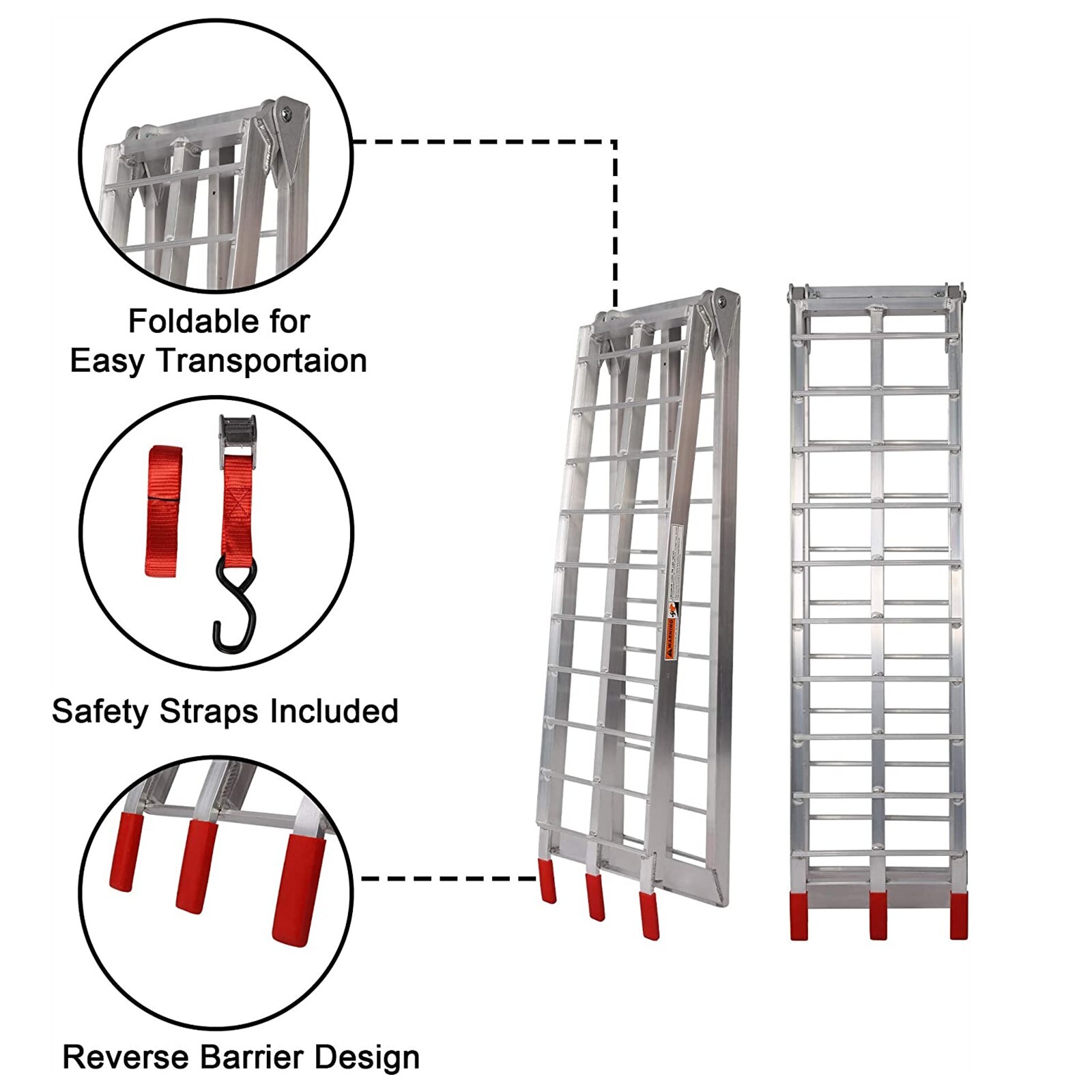 VILOBOS 7.5' Set of 2 Truck ATV Folding Aluminum Loading Ramps 1500 lbs Capacity - Image 2