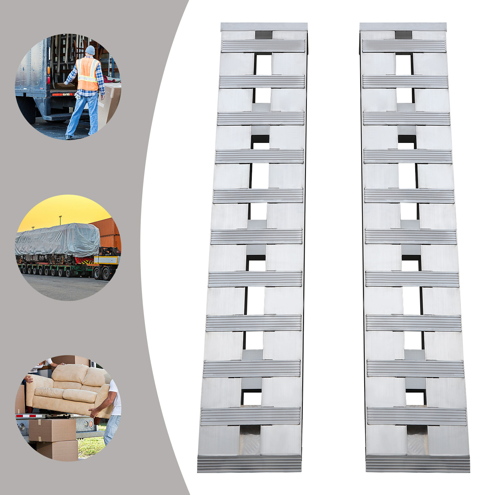 2-Pack Truck Auto Trailer Ramps Aluminum Loading Ramps Rectangular 2.72 T/6000lb - Image 5