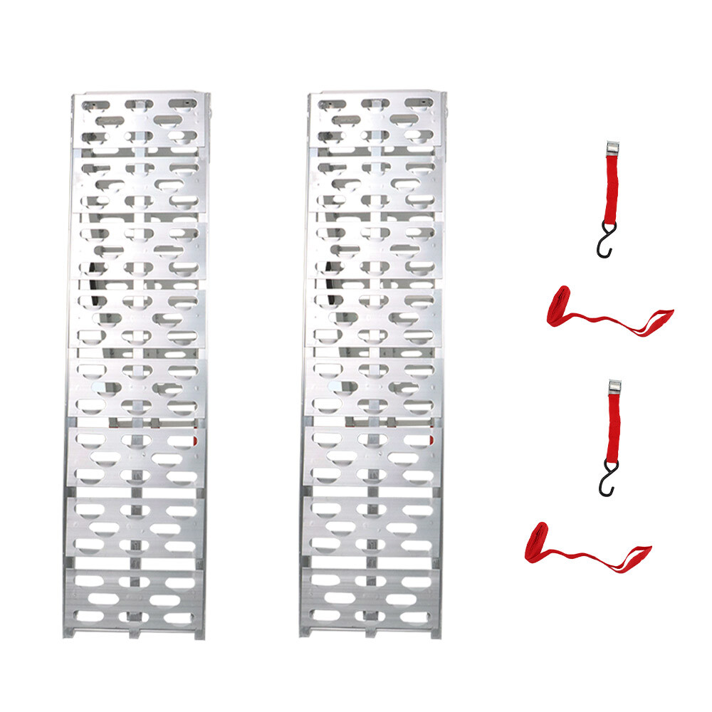 2pcs ATV UTV 7.5' Aluminum Folding Loading Ramps For Truck Motorcycle Lawn Mower - Image 2