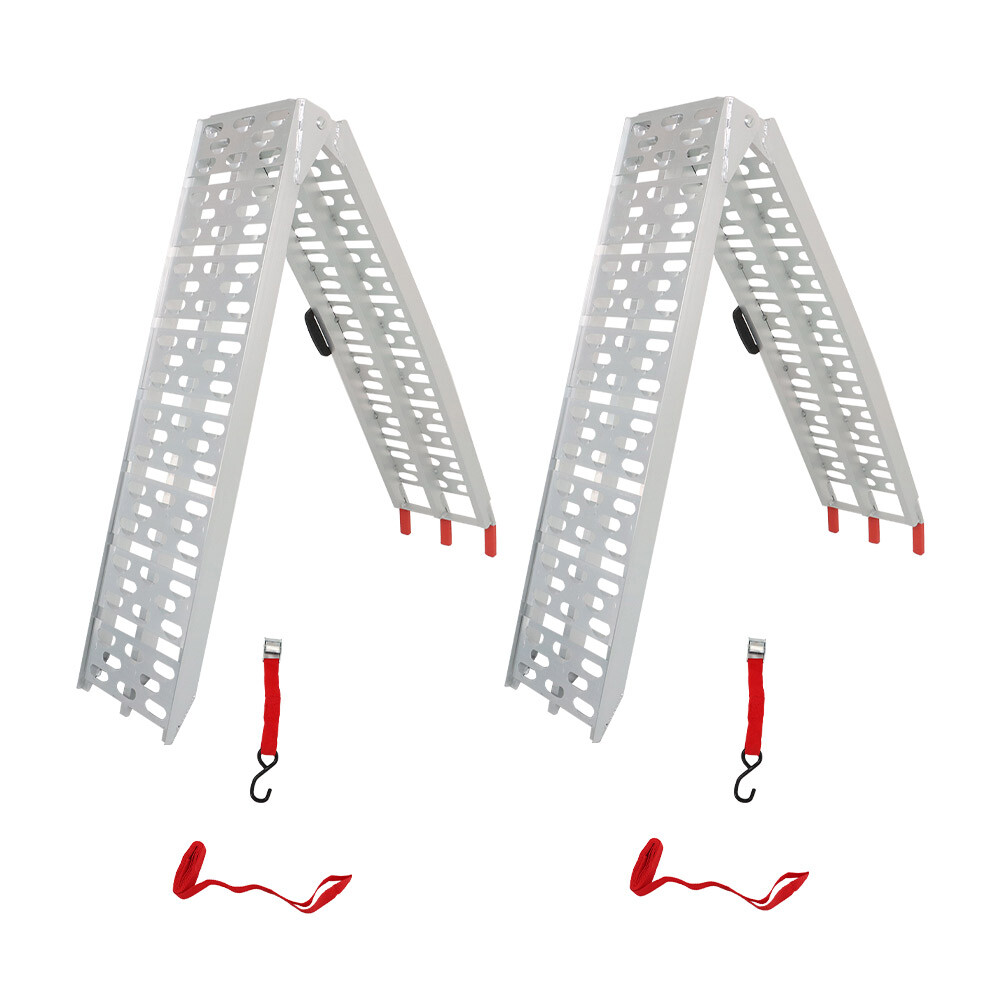 2pcs ATV UTV 7.5' Aluminum Folding Loading Ramps For Truck Motorcycle Lawn Mower - Image 3