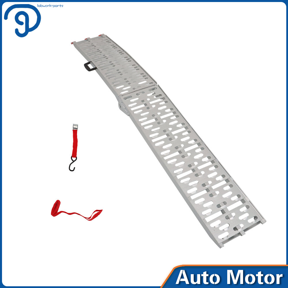 2pcs*7.5 ft Aluminum Arched Motorcycle Truck Lawn Folding Loading Ramps ATV/UTV - Image 2