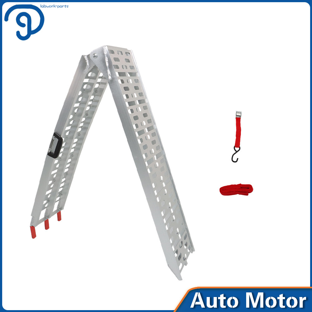 2pcs*7.5 ft Aluminum Arched Motorcycle Truck Lawn Folding Loading Ramps ATV/UTV - Image 4