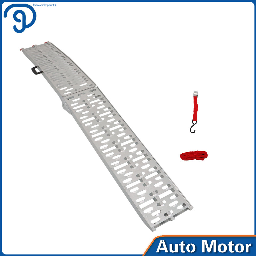 2pcs*7.5 ft Aluminum Arched Motorcycle Truck Lawn Folding Loading Ramps ATV/UTV - Image 5
