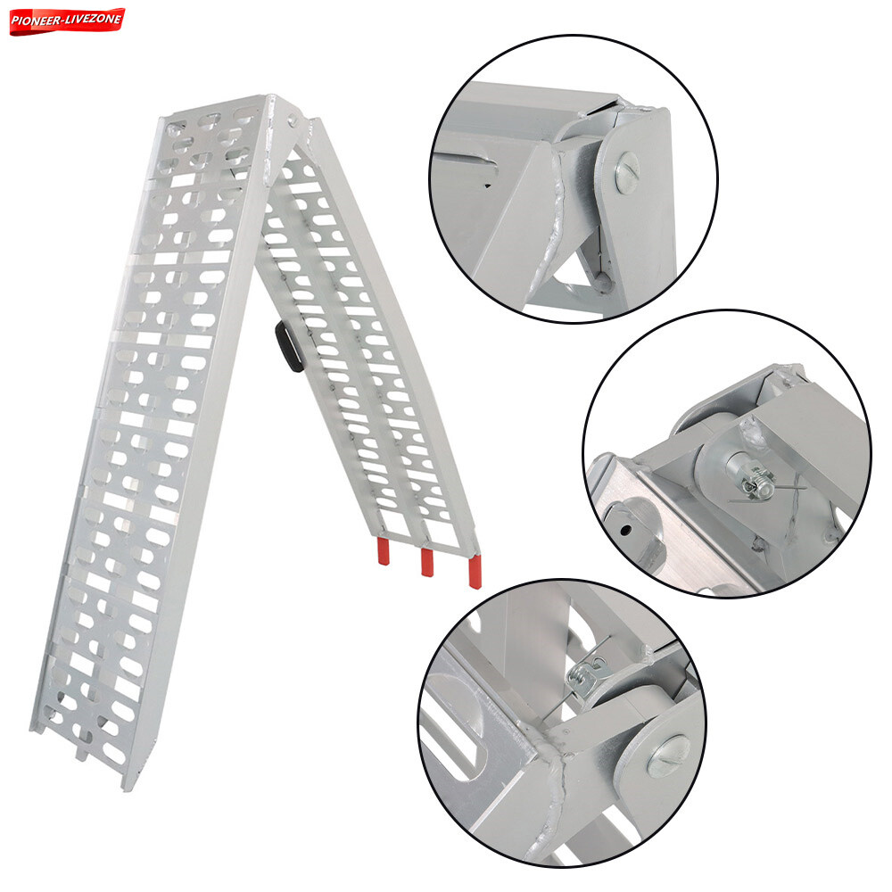 Aluminum ATV UTV Folding Motorcycle Lawn Mower Loading Arched Ramps 750 lbs US - Image 3