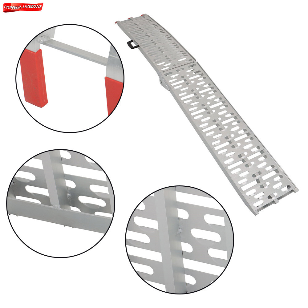 Aluminum ATV UTV Folding Motorcycle Lawn Mower Loading Arched Ramps 750 lbs US - Image 4