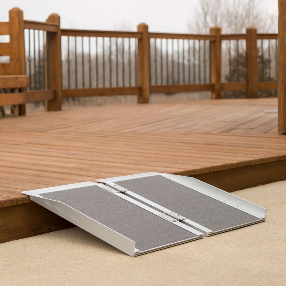 2' Folding Mobility Wheelchair Scooter Ramp Portable Aluminum - Image 2