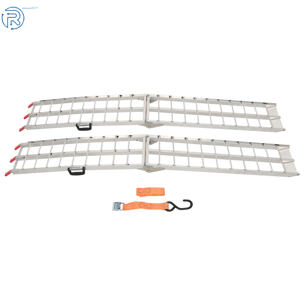 2pcs 7.5' Aluminum Folding Loading Ramps ATV UTV Truck Motorcycle Lawn Mower
