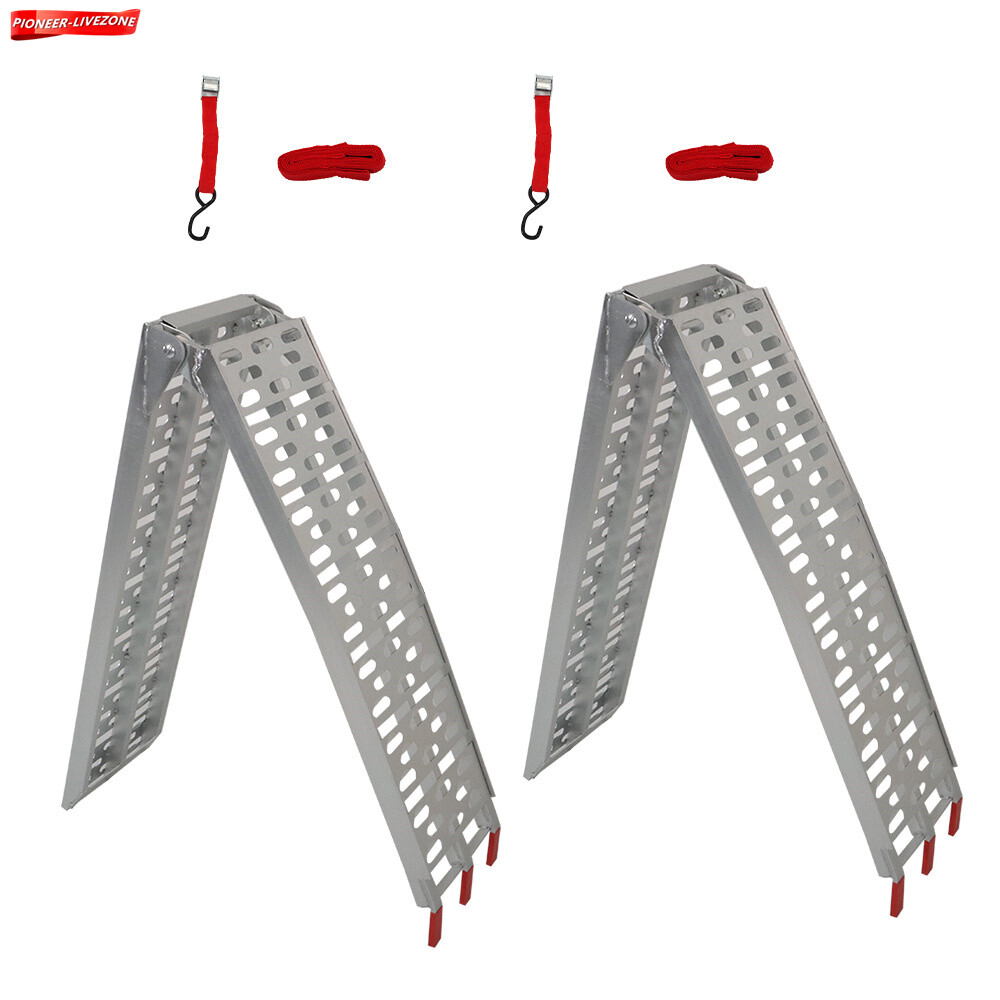 2pcs ATV UTV 7.5' Aluminum Folding Loading Ramps For Truck Motorcycle Lawn Mower