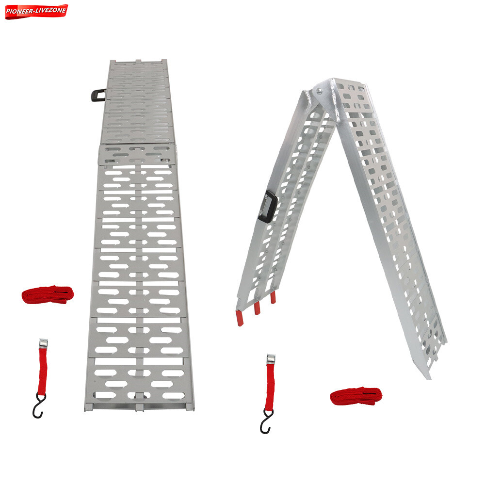 2pcs ATV UTV 7.5' Aluminum Folding Loading Ramps For Truck Motorcycle Lawn Mower - Image 2