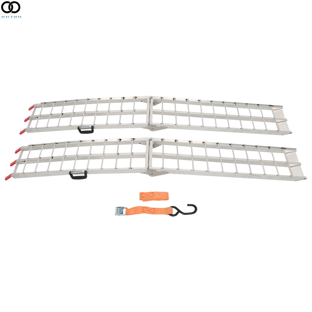 1500lbs Capacity 7.5' 2x Aluminum Folding Loading Ramps Kit For Motorcycle ATV - Image 2
