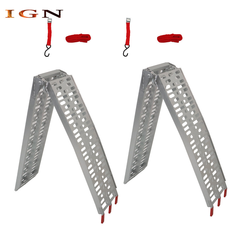 2pcs ATV UTV 7.5' Aluminum Folding Loading Ramps For Truck Motorcycle Lawn Mower