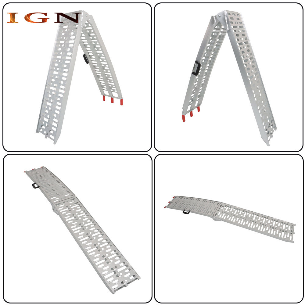 2pcs ATV UTV 7.5' Aluminum Folding Loading Ramps For Truck Motorcycle Lawn Mower - Image 3
